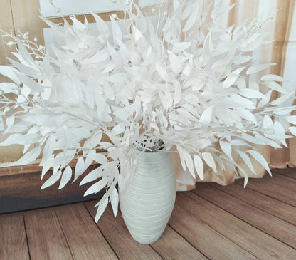 Fleur artificielle blanche avec feuilles de saule et herbe verte dans vase , en soie, pour décoration de mariage, vase ou intérieur élégant