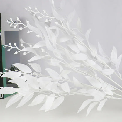 Fleur artificielle blanche avec feuilles de saule et herbe verte, en soie, pour décoration de mariage, vase ou intérieur élégant