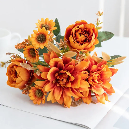 Fleur artificielle en soie vendue à l’unité – Dahlia, rose ou marguerite pour déco DIY, maison ou mariage