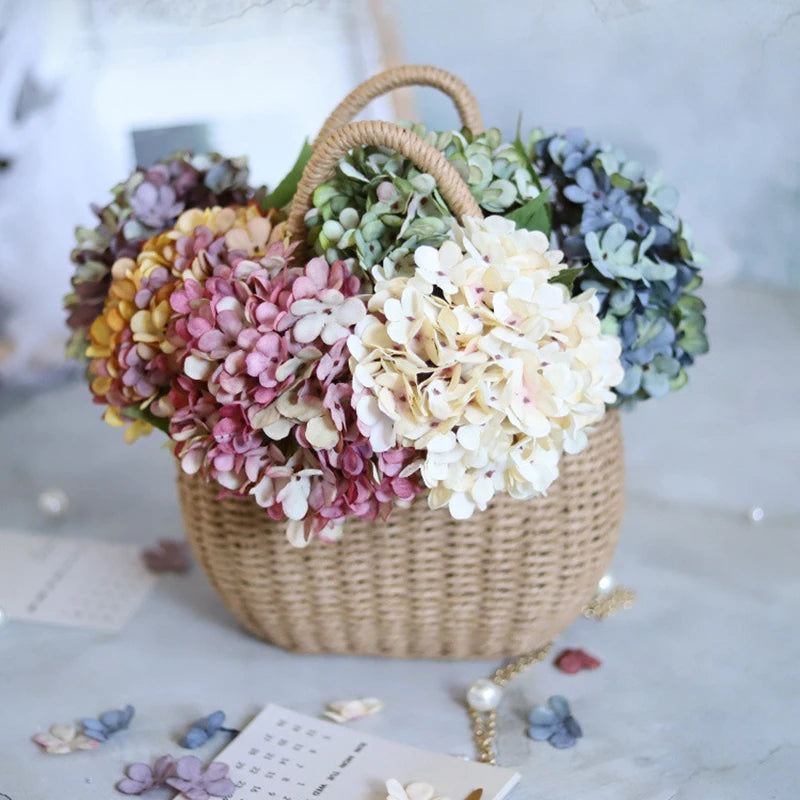 Fleurs artificielles en soie, hortensia réaliste pour décoration intérieure romantique et élégante