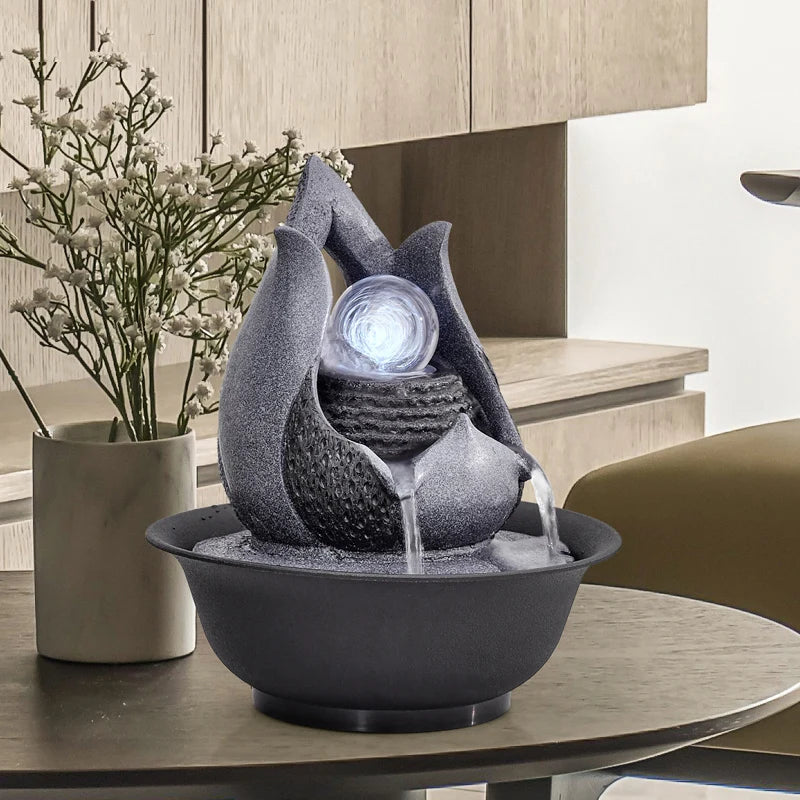 Fontaine décorative faite à la main pour la maison, décoration zen et relaxante en céramique ou résine artisanale