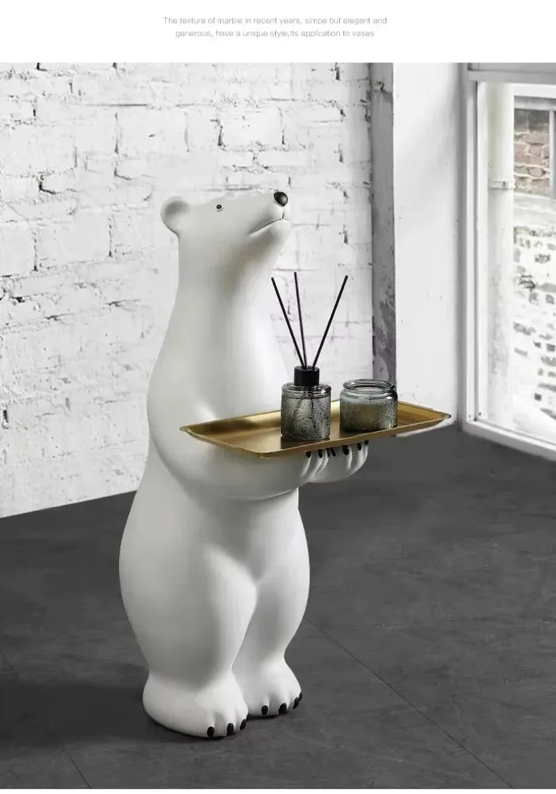 Grande sculpture ours polaire en résine moderne, statue décorative de luxe pour salon et maison. Décoration Intérieure