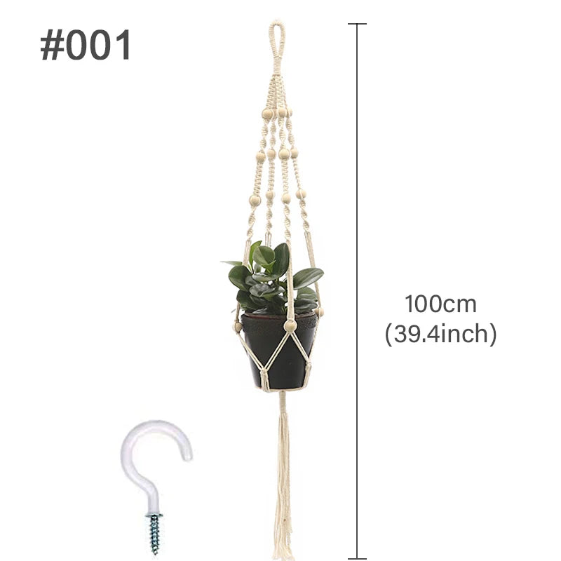 Macramé Mural Porte plantes - Paniers suspendus