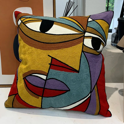 Housse de Coussin brodée style Picasso