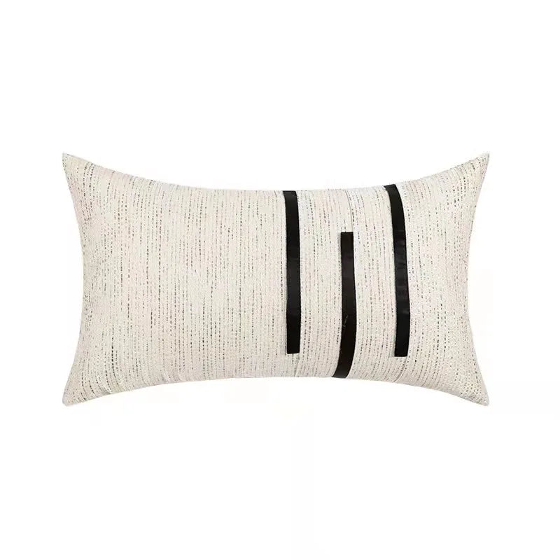 Housse de Coussin ivoire à rayures en Jacquard