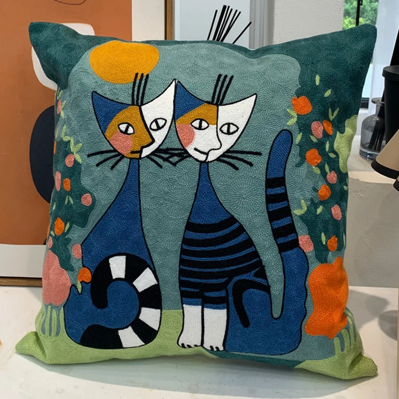 Housse de Coussin brodée style Picasso