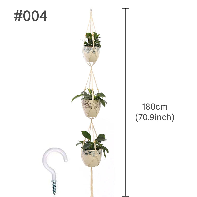Macramé Mural Porte plantes - Paniers suspendus