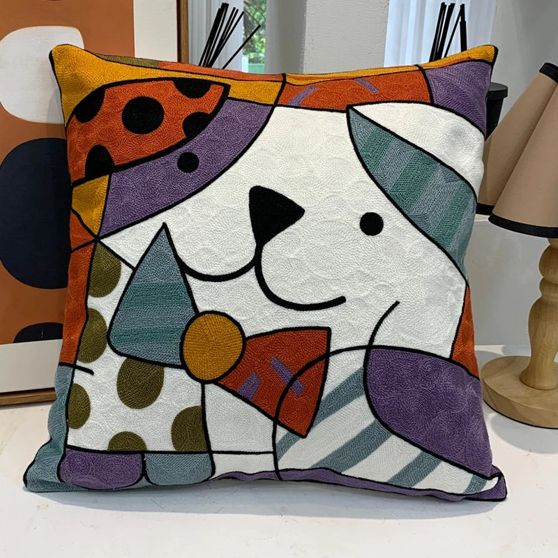 Housse de Coussin brodée style Picasso