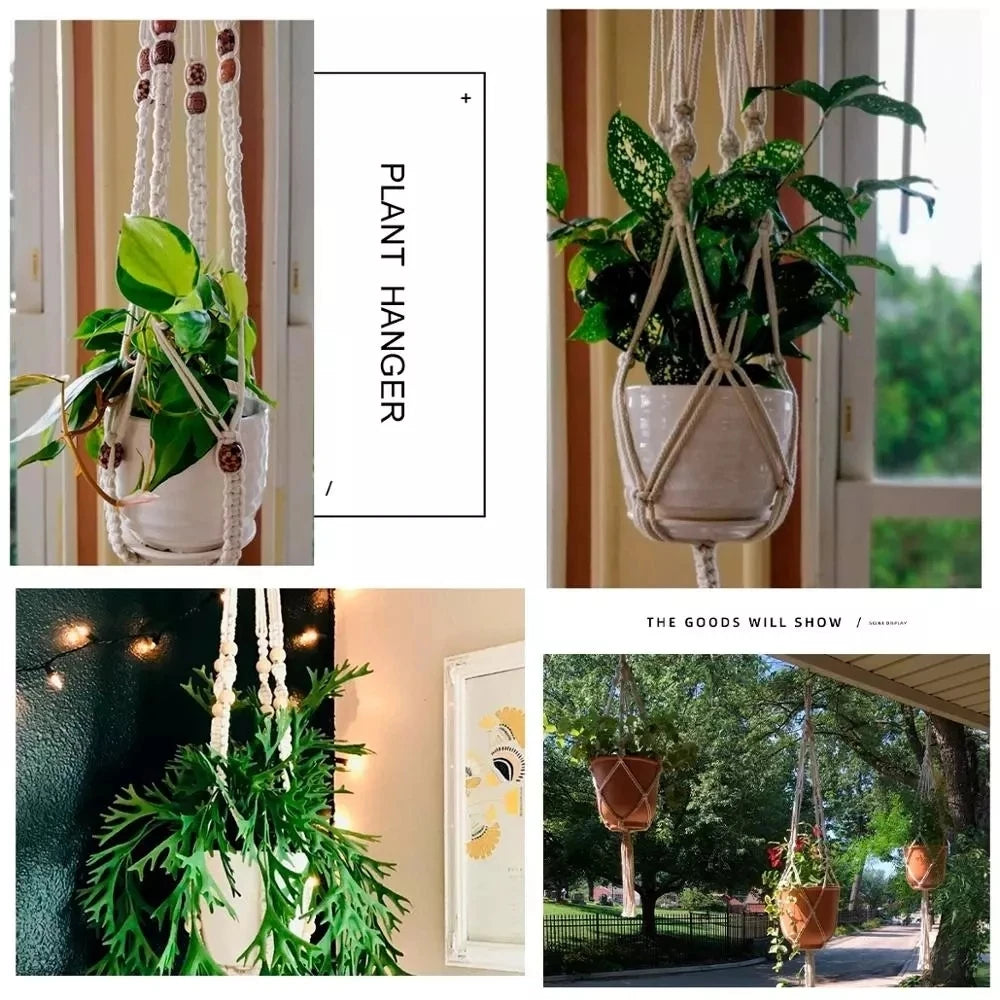 Macramé Mural Porte plantes - Paniers suspendus