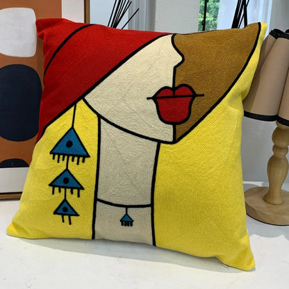 Housse de Coussin brodée style Picasso