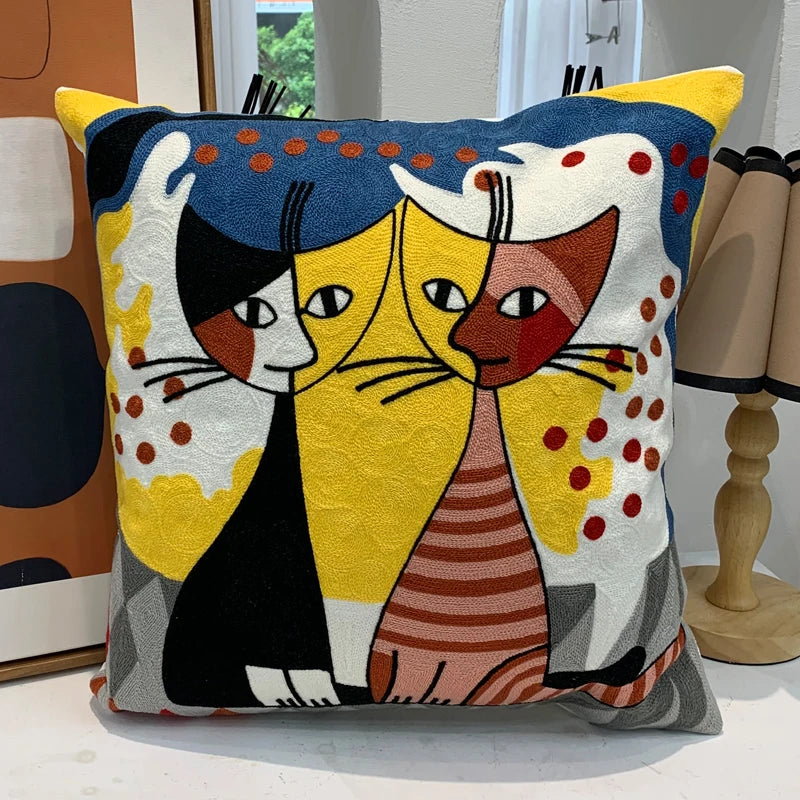 Housse de Coussin brodée style Picasso