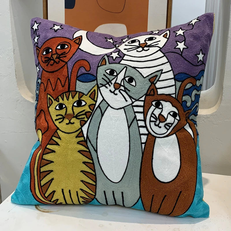 Housse de Coussin brodée style Picasso