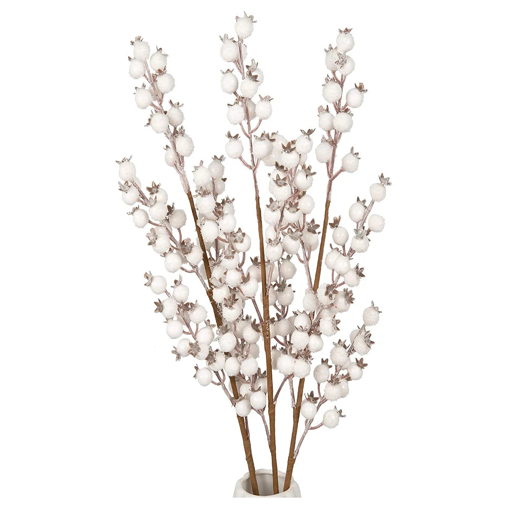Fleur Artificielle Tige de Baies Blanches