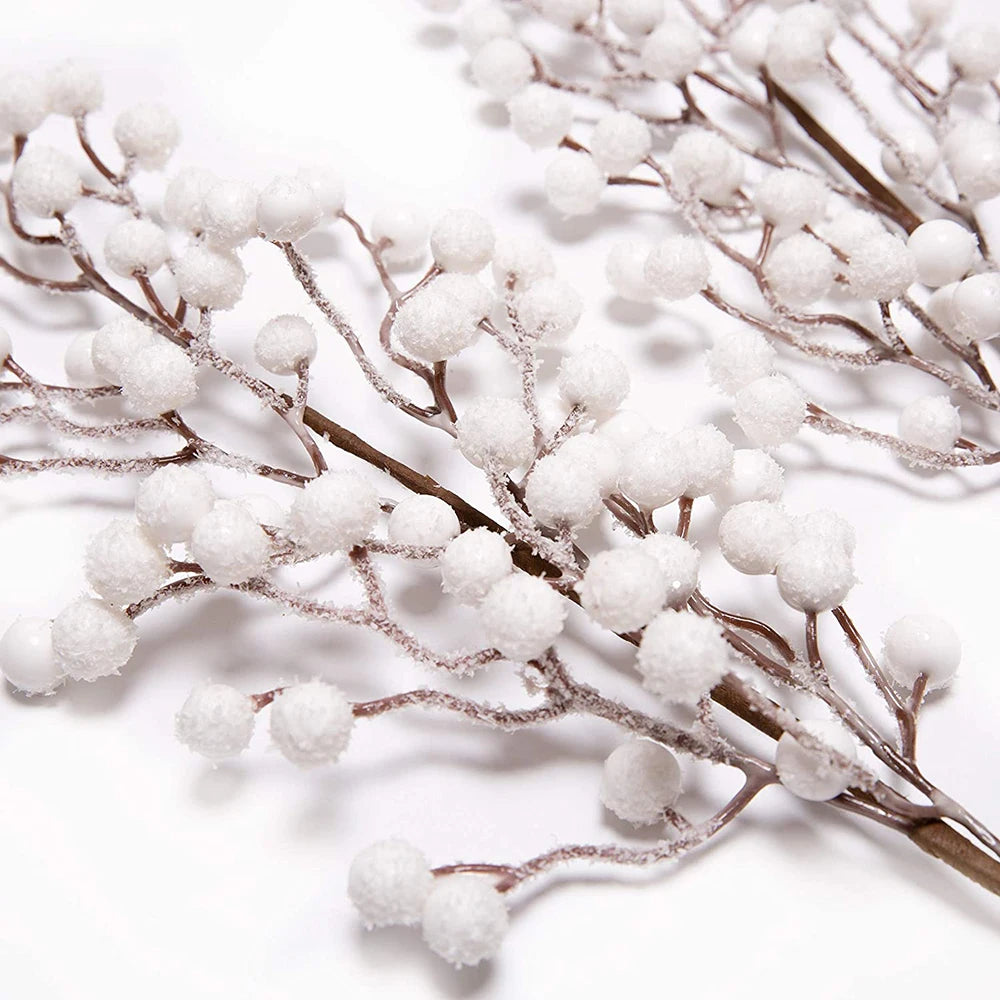Fleur Artificielle Tige de Baies Blanches