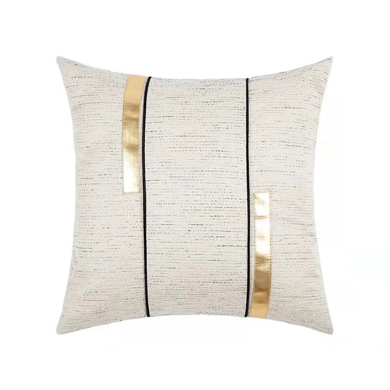 Housse de Coussin ivoire à rayures en Jacquard