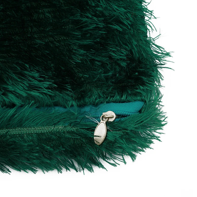 Housse de Coussin en Peluche et Fourrure de velours