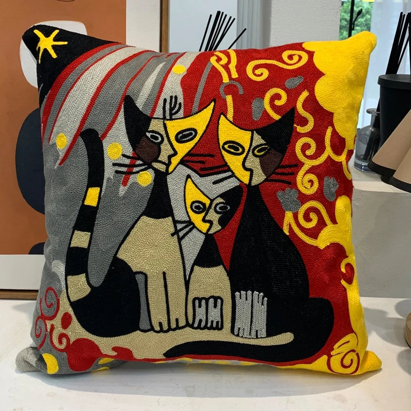 Housse de Coussin brodée style Picasso