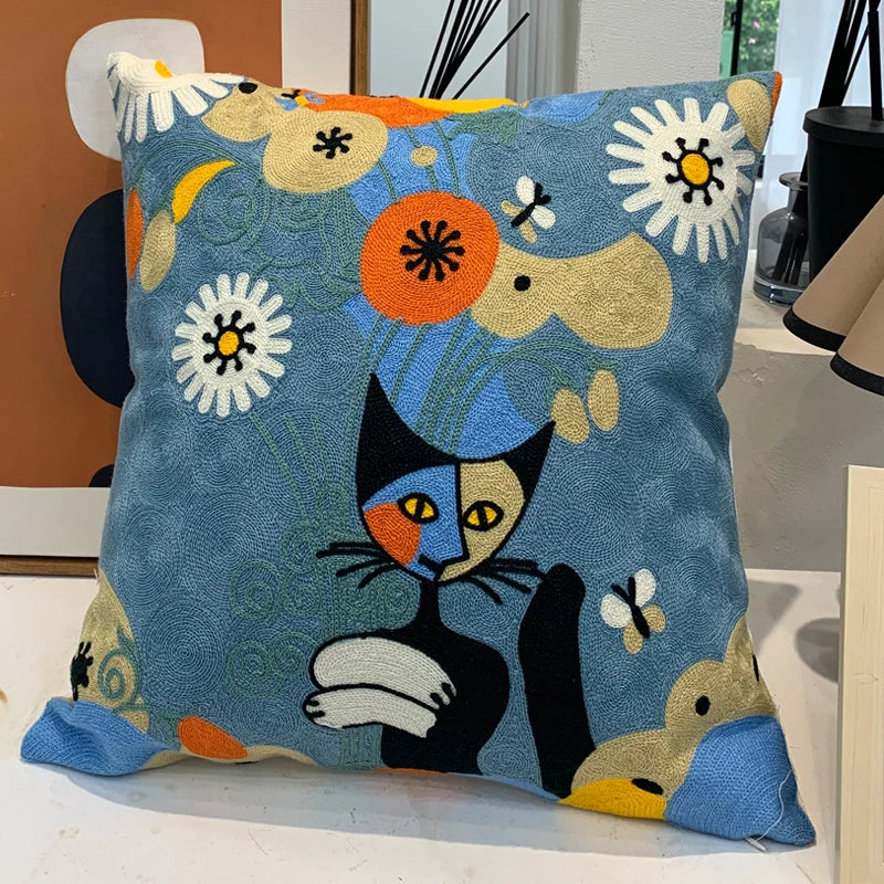 Housse de Coussin brodée style Picasso