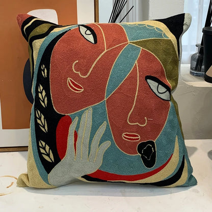 Housse de Coussin brodée style Picasso
