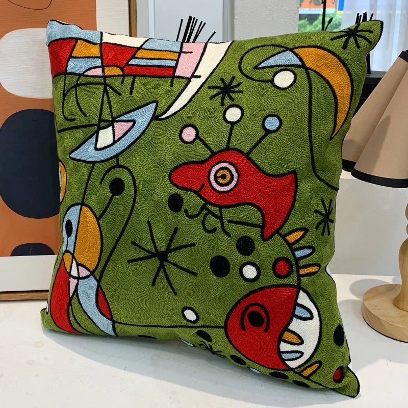 Housse de Coussin brodée style Picasso