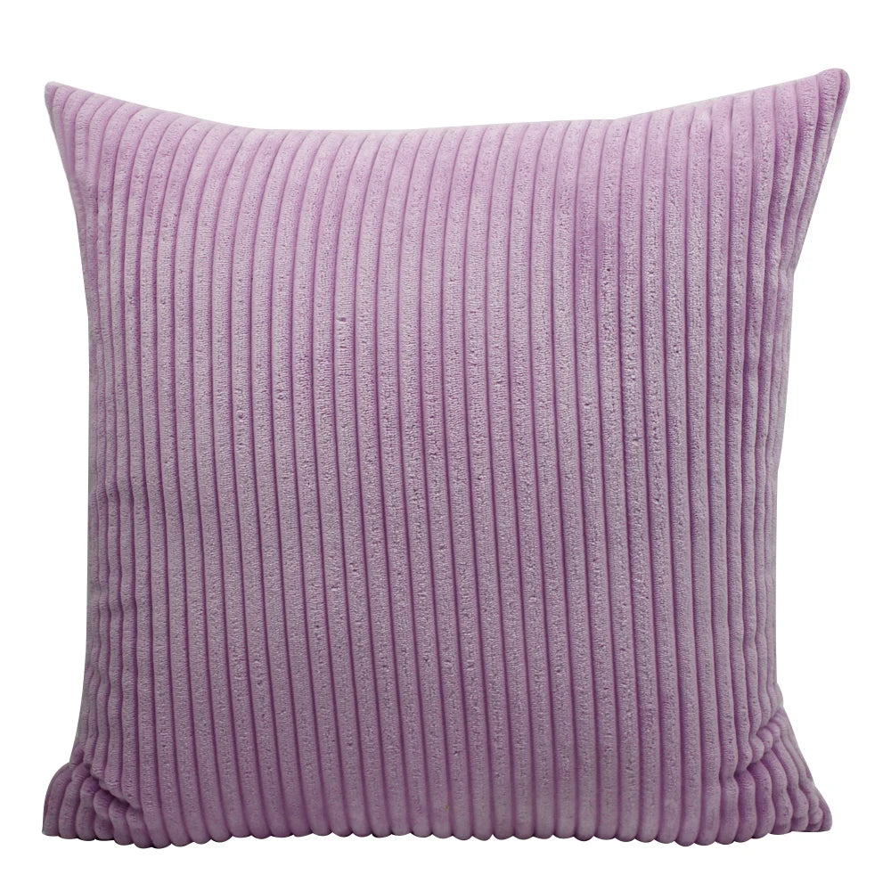 Housse de Coussin en velours côtelé rayé