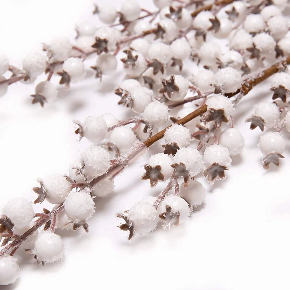 Fleur Artificielle Tige de Baies Blanches