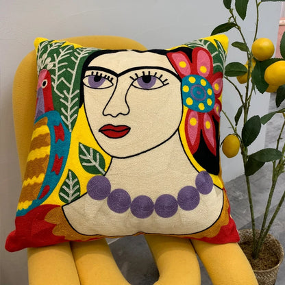 Housse de Coussin brodée style Picasso