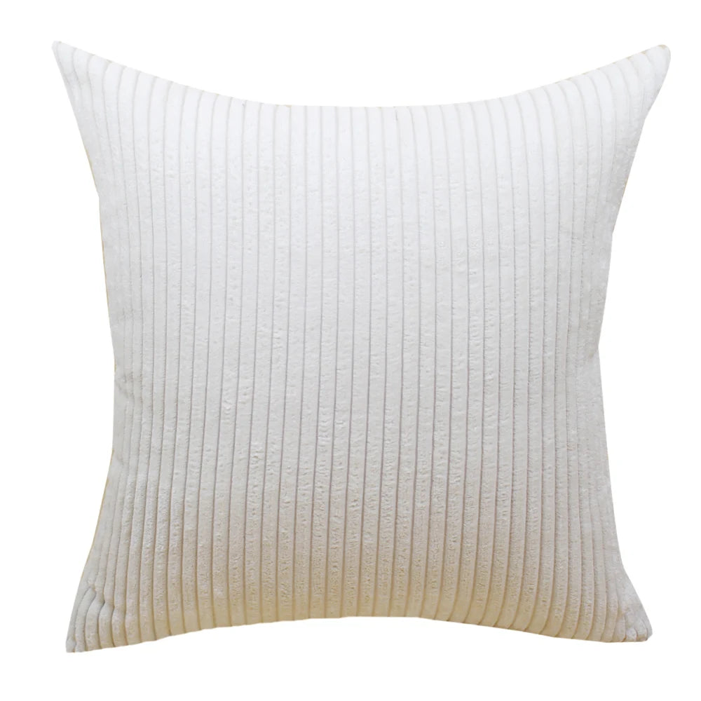 Housse de Coussin en velours côtelé rayé