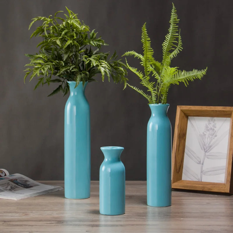 Vase en Céramique Rouge & Bleu