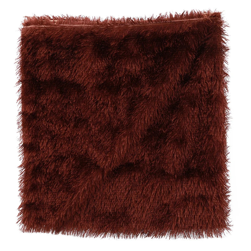 Housse de Coussin en Peluche et Fourrure de velours