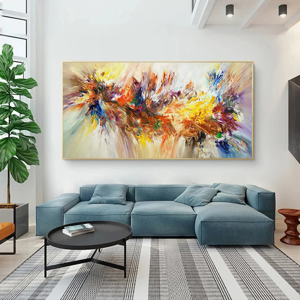 Tableau Moderne Peinture Abstraite Colorée Fleur