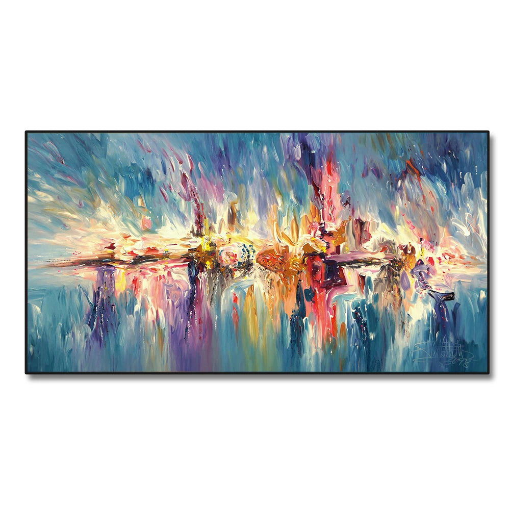 Tableau Moderne Peinture Abstraite Colorée Fleur