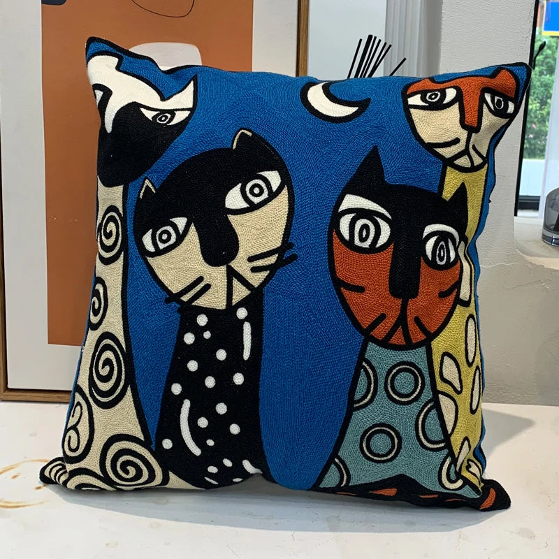 Housse de Coussin brodée style Picasso