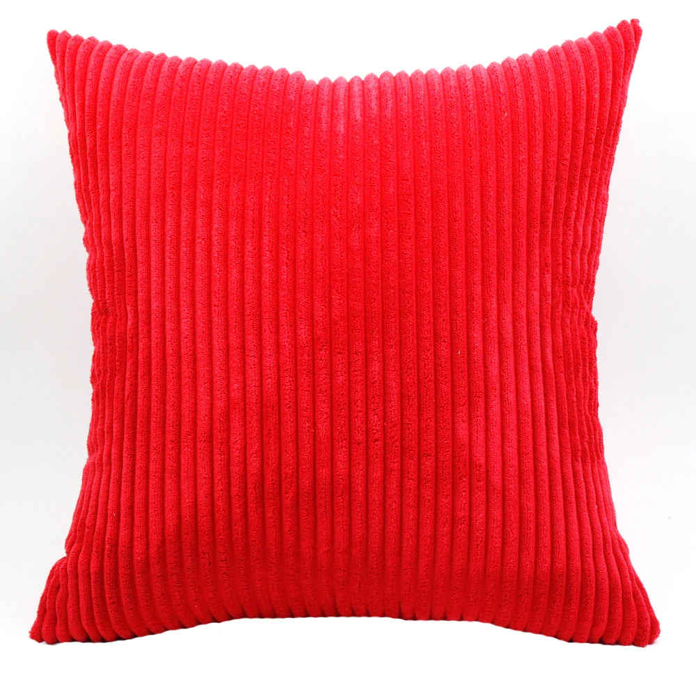 Housse de Coussin en velours côtelé rayé