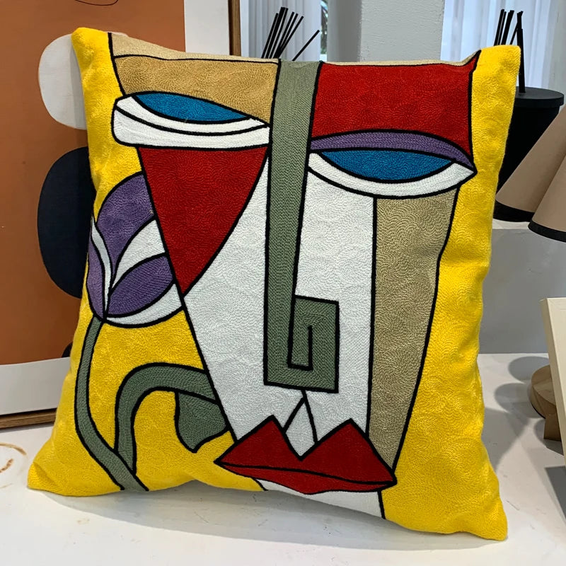 Housse de Coussin brodée style Picasso