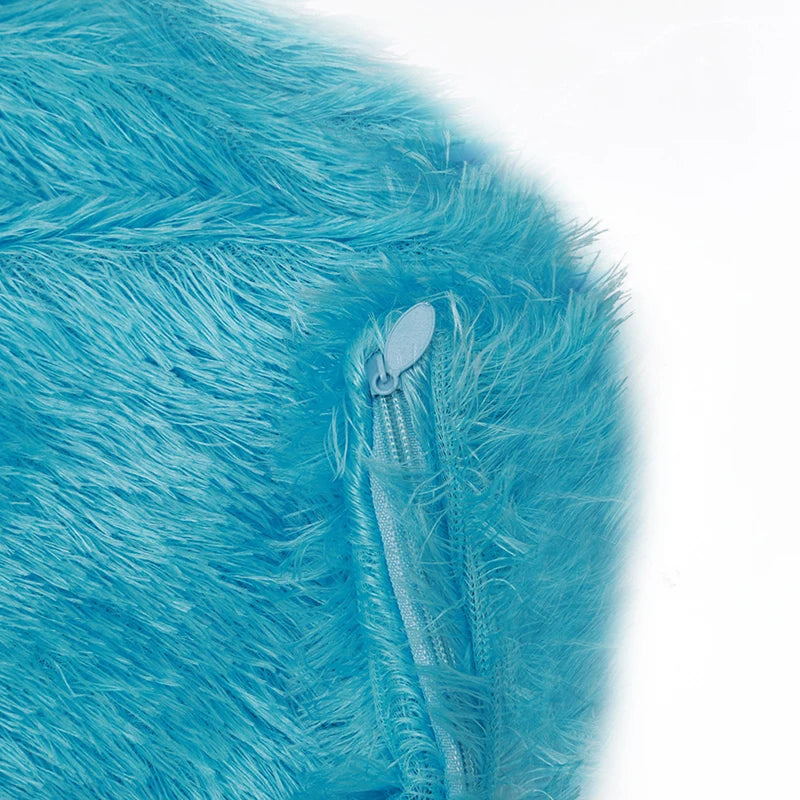 Housse de Coussin en Peluche et Fourrure de velours