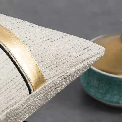 Housse de Coussin Ivoire à rayures en Jacquard