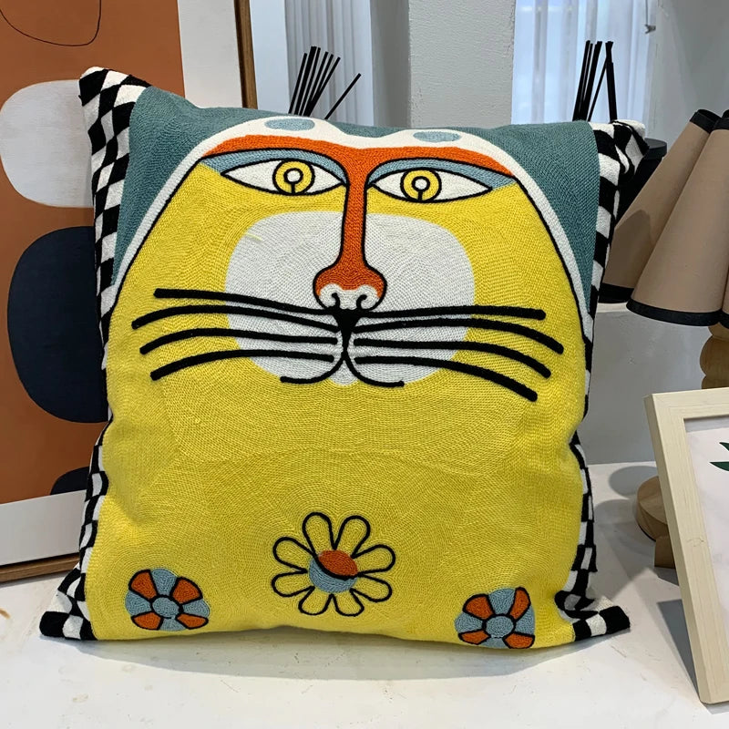 Housse de Coussin brodée style Picasso