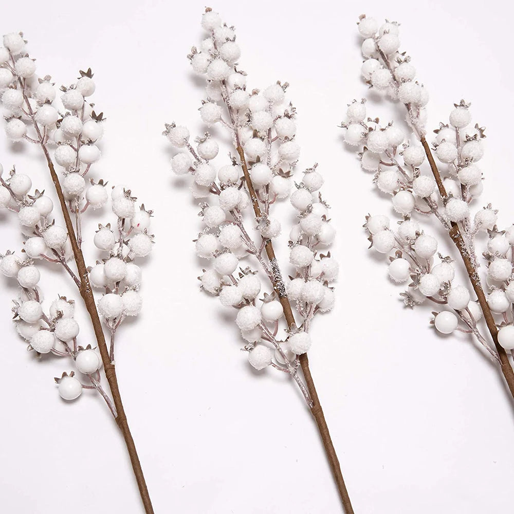 Fleur Artificielle Tige de Baies Blanches