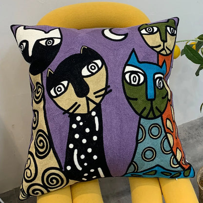 Housse de Coussin brodée style Picasso