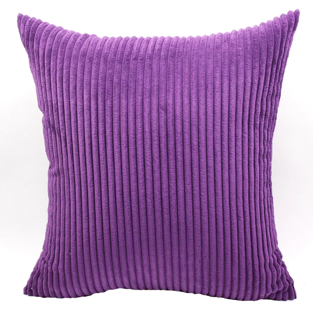 Housse de Coussin en velours côtelé rayé