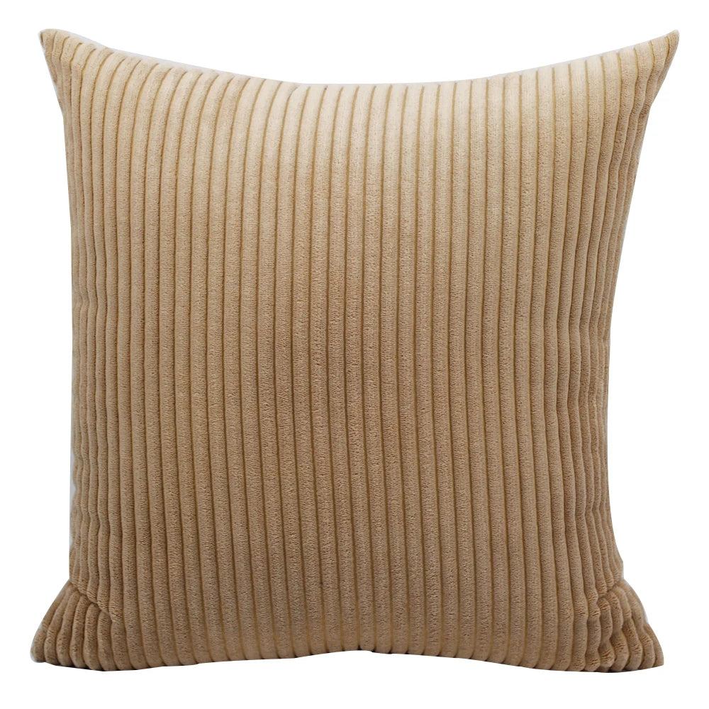 Housse de Coussin en velours côtelé rayé