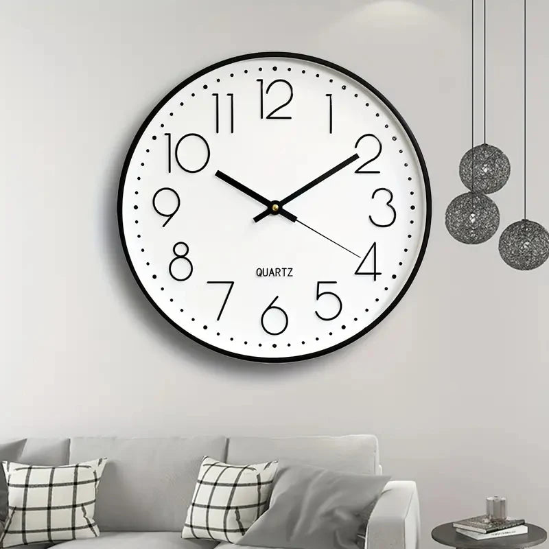 Horloge murale cubique numérique 8 pouces sans trou apparent, installée dans une chambre ou salon moderne, design minimaliste à quartz silencieux - Décoration intérieure