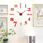 Horloge murale silencieuse grand format (90–120 cm) en chiffres 3D numériques, installée dans un salon ou une chambre comme décoration élégante et imposante - Décoration intérieure