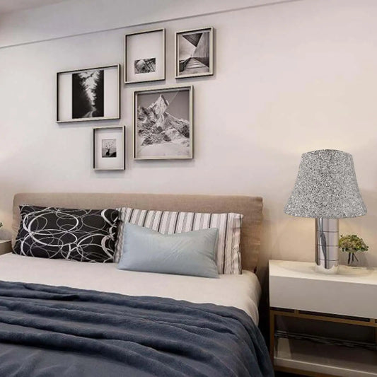 Housse d’abat-jour en tissu argenté pour lampe de table ou de chevet, accessoire décoratif et protecteur - Décoration intérieure