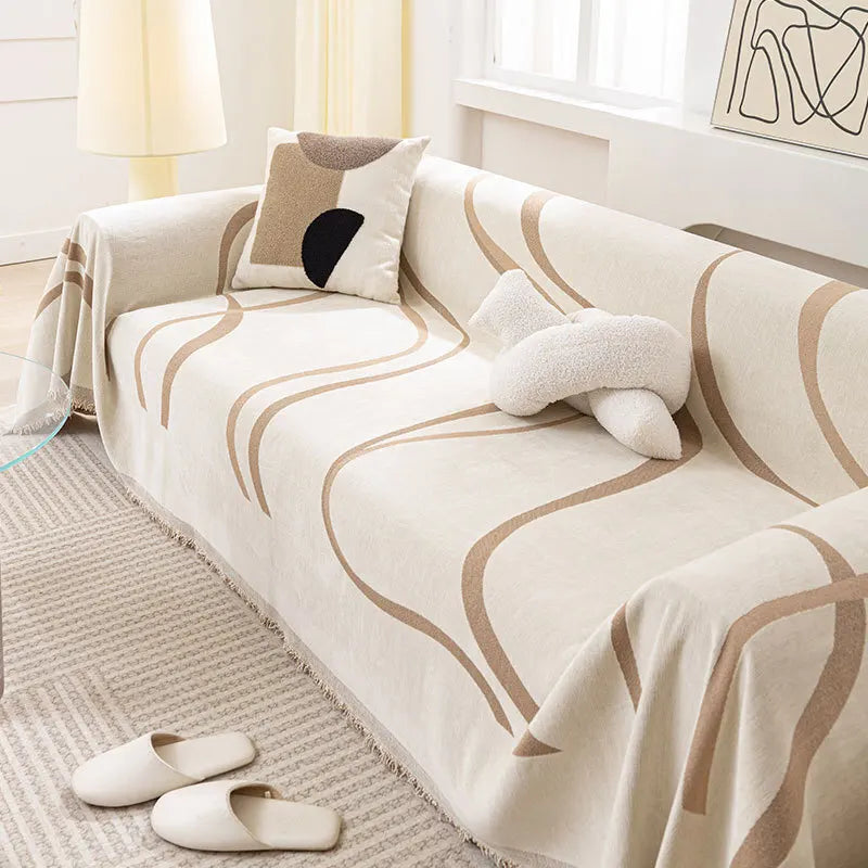 Housse de canapé en chenille luxe, double face, anti-rayures et antidérapante, idéale pour toutes saisons et tous styles d’intérieur. Décoration intérieure