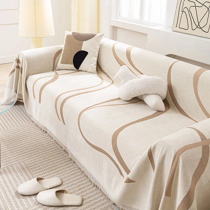 Housse de canapé en chenille luxe, double face, anti-rayures et antidérapante, idéale pour toutes saisons et tous styles d’intérieur. Décoration intérieure