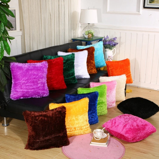 Housse de coussin 40×40 cm en peluche et fourrure de velours, style nordique, déco douce et élégante pour salon ou chambre - Décoration intérieure