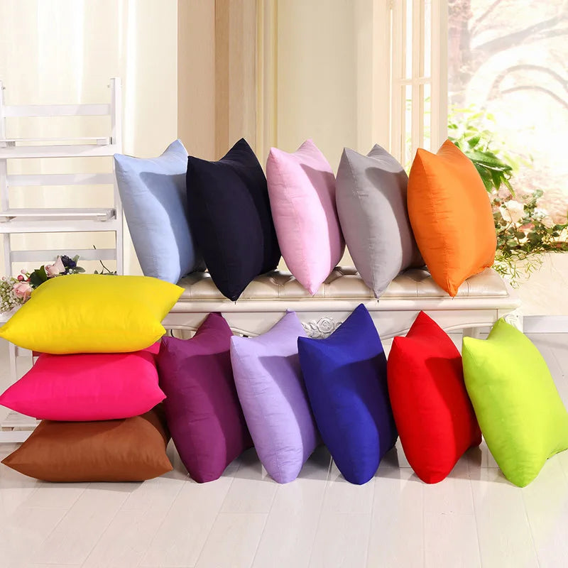 Housse de coussin YWZN couleur bonbon noire et blanche, taie d'oreiller décorative unie pour voiture, canapé ou salon moderne - Décoration intérieure