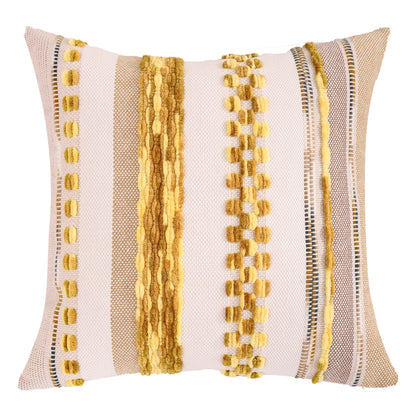 Housse de coussin bohème 45×45 cm en chenille rayée, texture douce et décorative pour canapé ou salon - Décoration intérieure